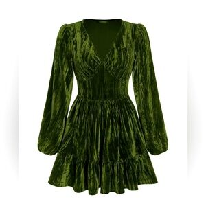 Cider olive green velvet mini dress
